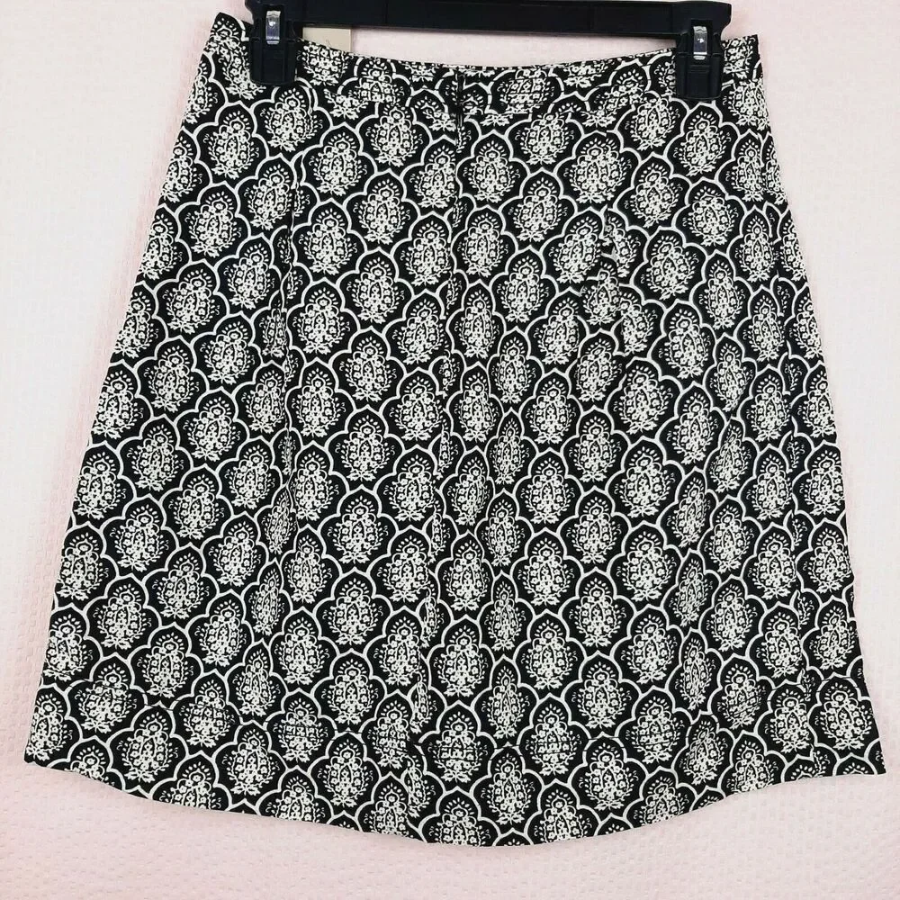 NEW Loft Ann Taylor Petites Linen Blend Skirt Zip Unlined Black and Ivory Sz 0P